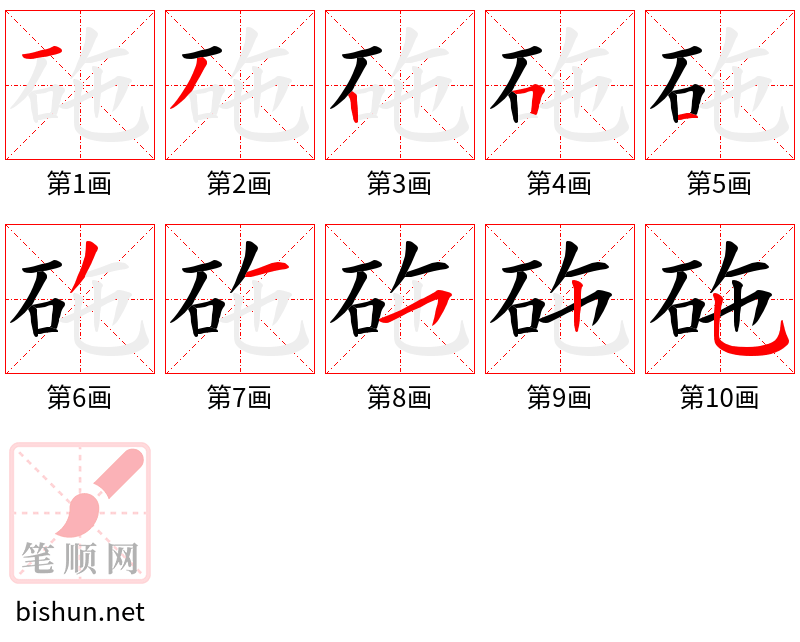 砤 笔顺规范