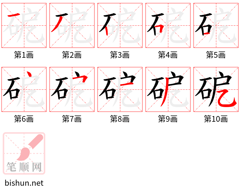 砨 笔顺规范