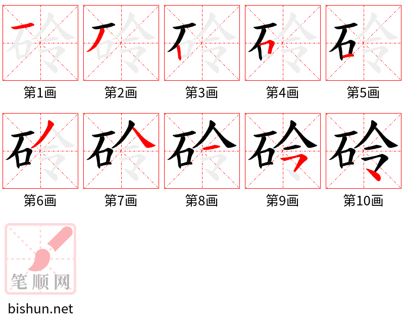 砱 笔顺规范