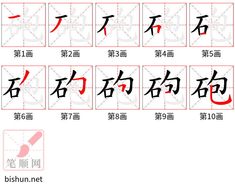 砲 笔顺规范