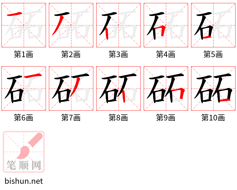 砳 笔顺规范