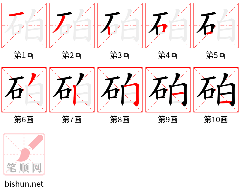 砶 笔顺规范