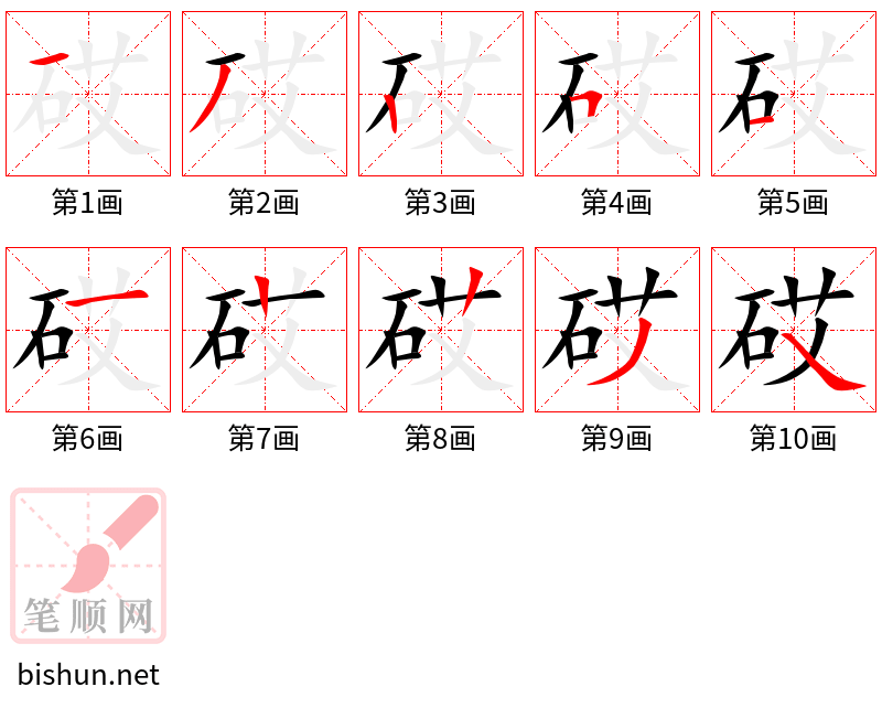 砹 笔顺规范