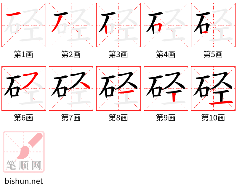 硁 笔顺规范