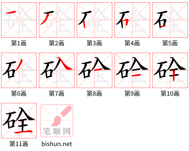 硂 笔顺规范