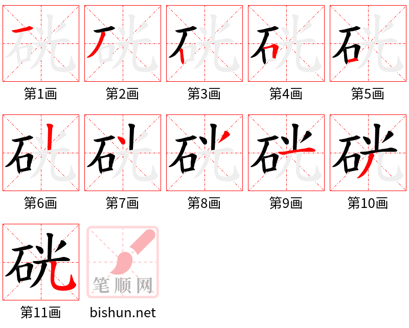 硄 笔顺规范