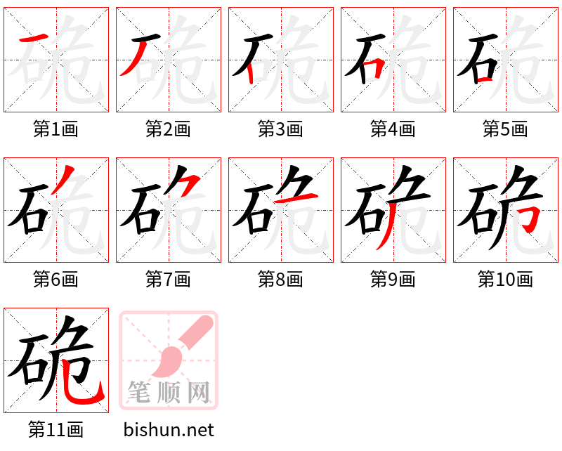 硊 笔顺规范