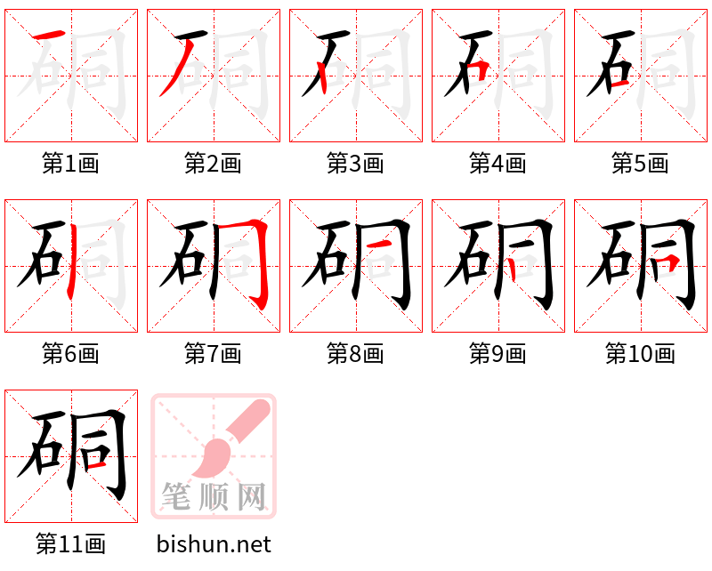 硐 笔顺规范