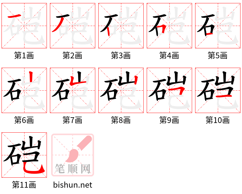 硙 笔顺规范