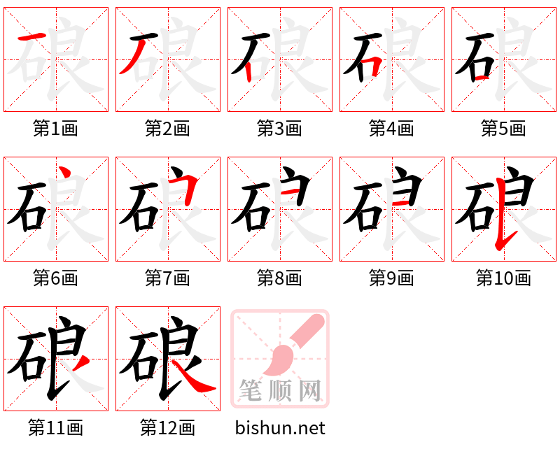 硠 笔顺规范