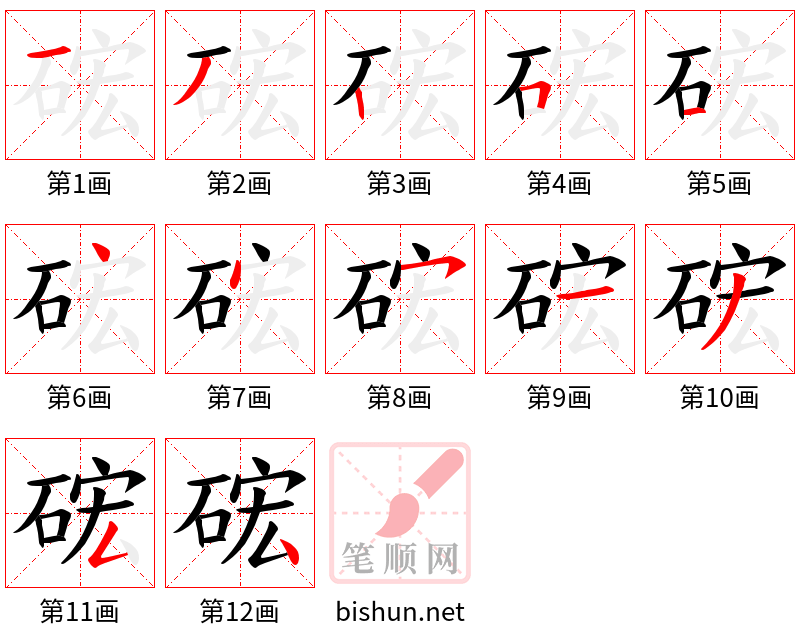 硡 笔顺规范