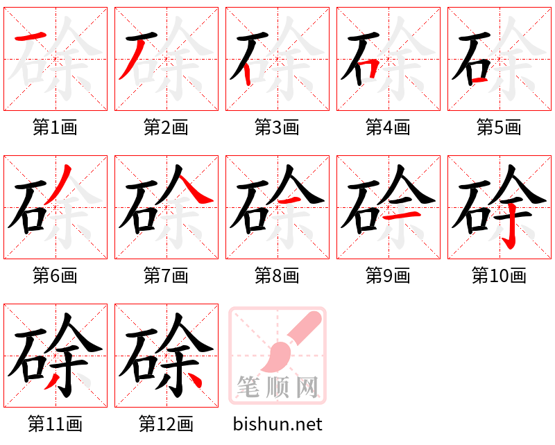 硢 笔顺规范