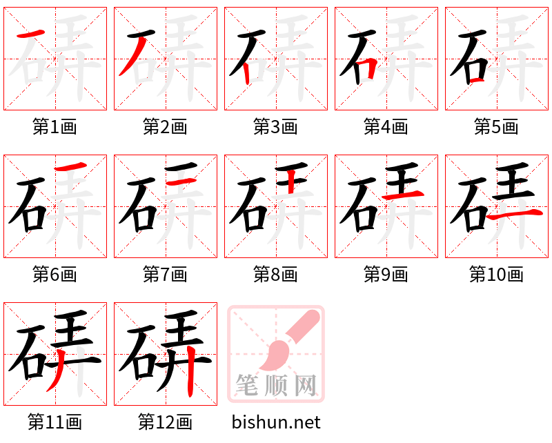 硦 笔顺规范