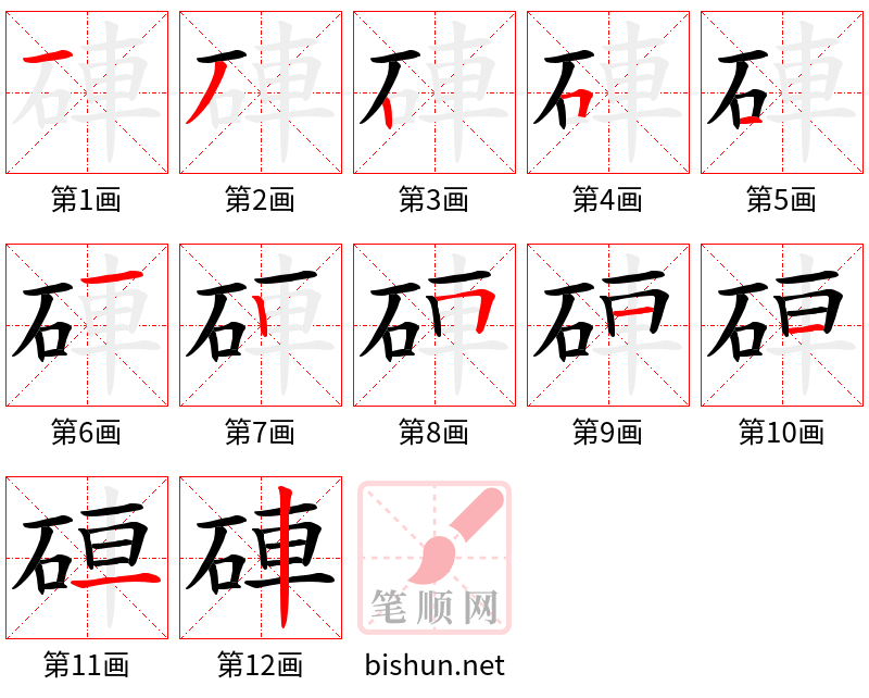 硨 笔顺规范