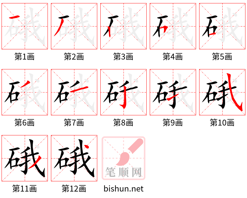 硪 笔顺规范