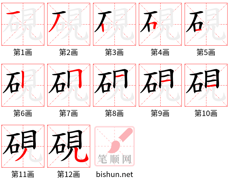 硯 笔顺规范