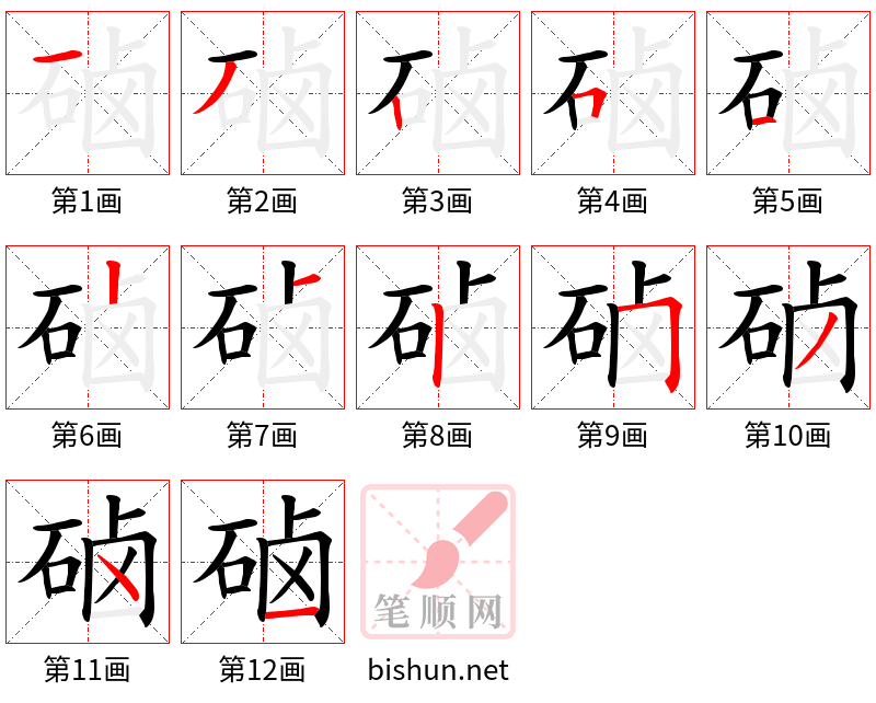 硵 笔顺规范