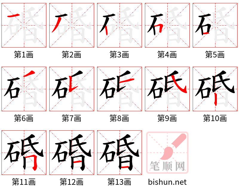 碈 笔顺规范