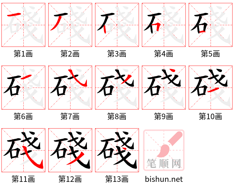 碊 笔顺规范