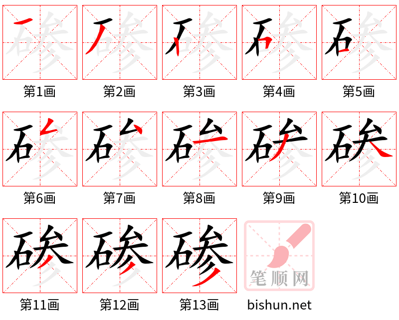 碜 笔顺规范