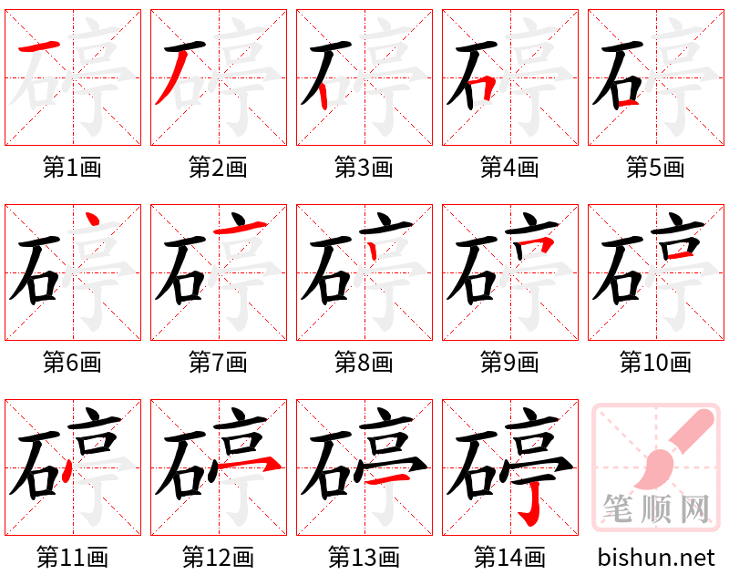 碠 笔顺规范