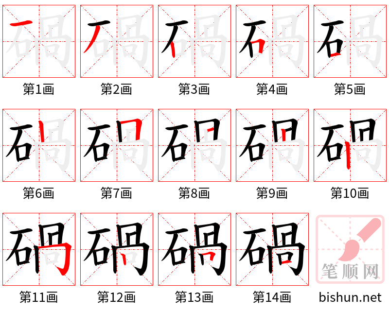 碢 笔顺规范