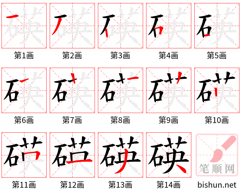 碤 笔顺规范