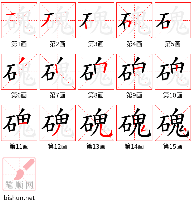 磈 笔顺规范