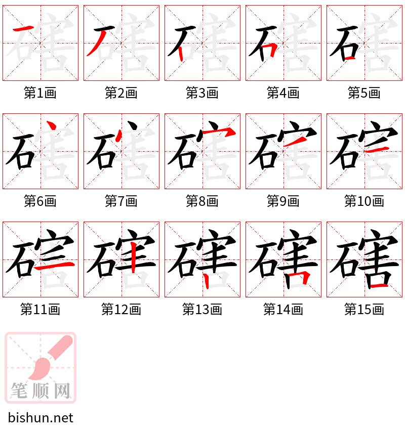 磍 笔顺规范