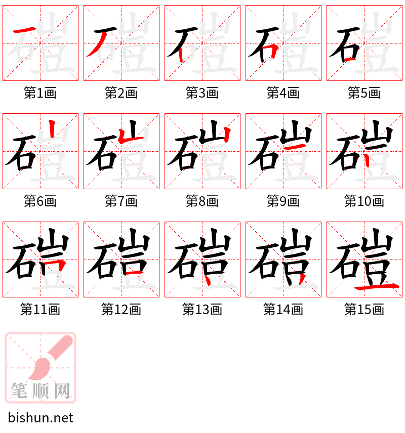 磑 笔顺规范