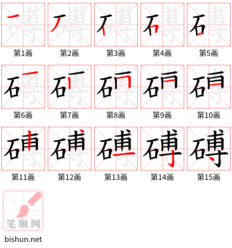 磗 笔顺规范