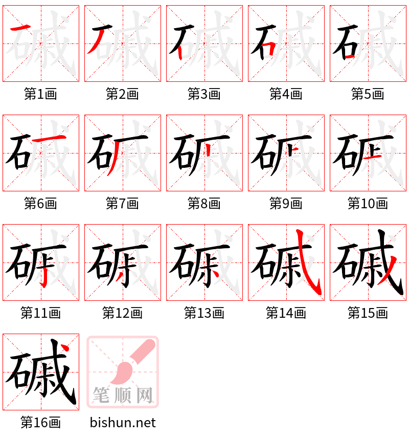 磩 笔顺规范