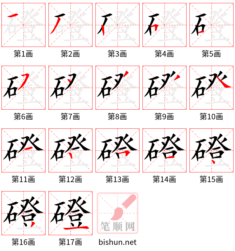 磴 笔顺规范