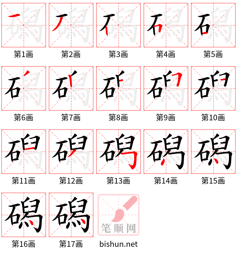 磶 笔顺规范