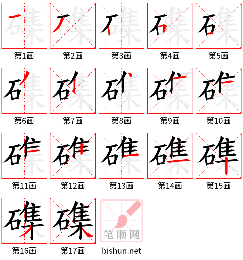 磼 笔顺规范