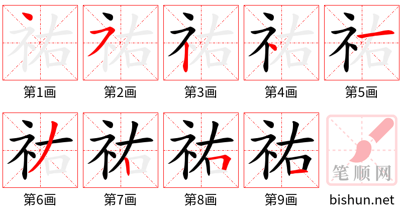 祐 笔顺规范