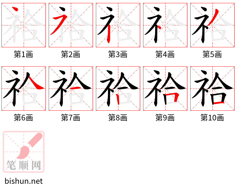 祫 笔顺规范