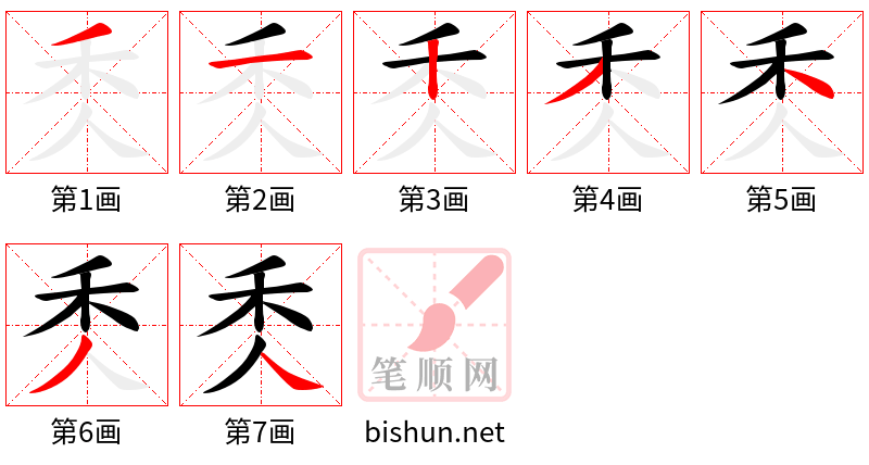 秂 笔顺规范