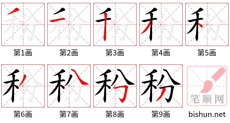 秎 笔顺规范