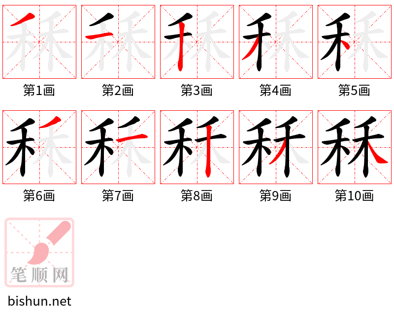 秝 笔顺规范