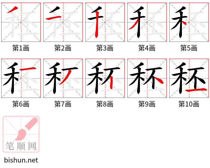 秠 笔顺规范