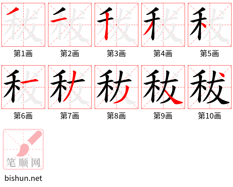 秡 笔顺规范