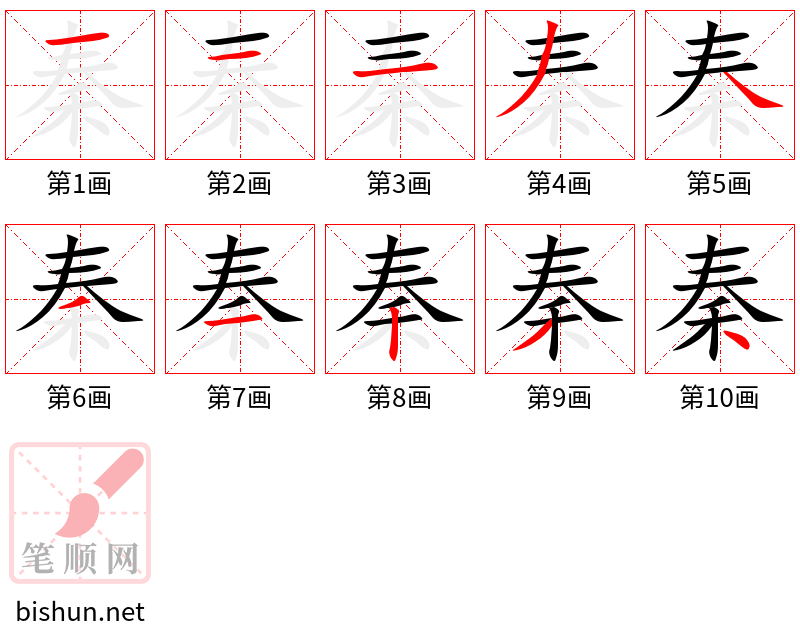 秦 笔顺规范