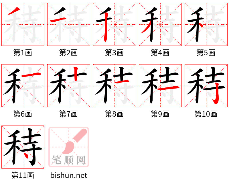 秲 笔顺规范