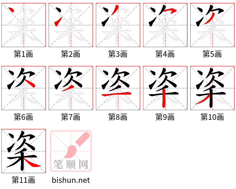 秶 笔顺规范