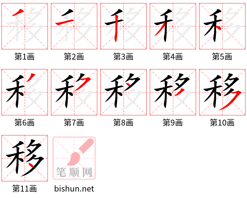 移 笔顺规范