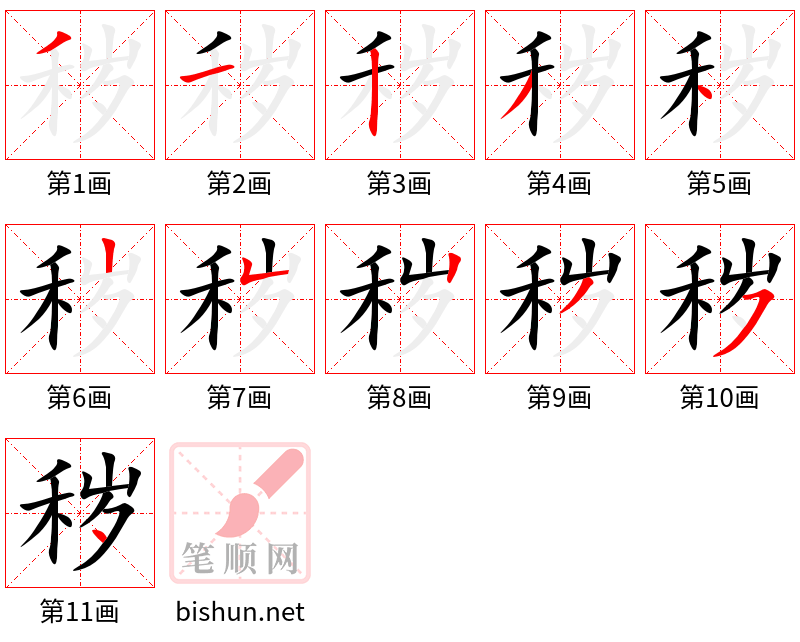 秽 笔顺规范