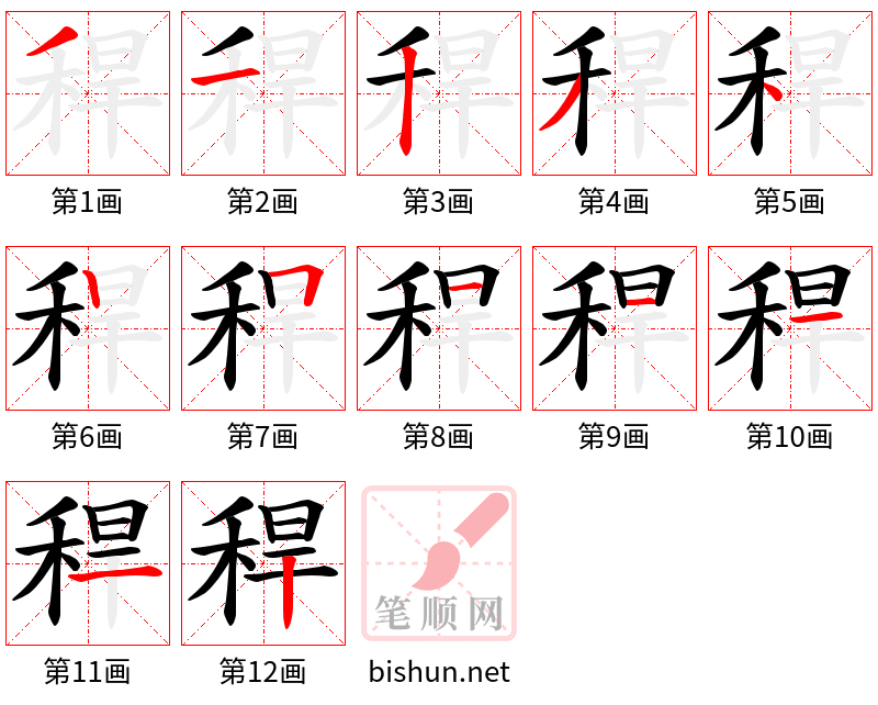 稈 笔顺规范