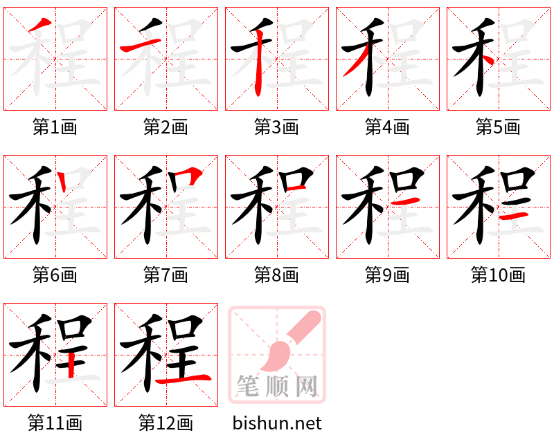 程 笔顺规范