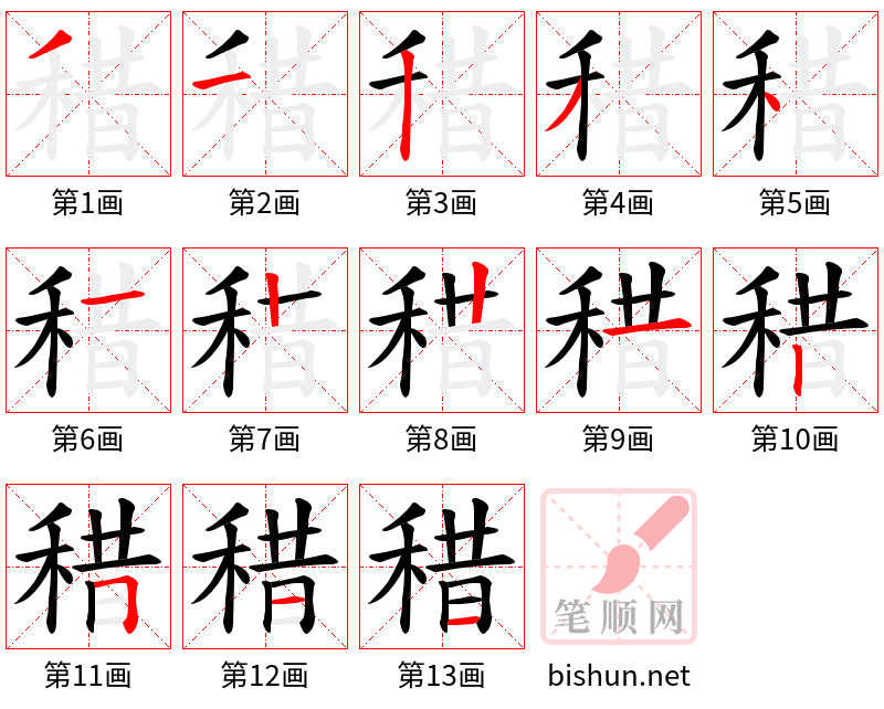 稓 笔顺规范